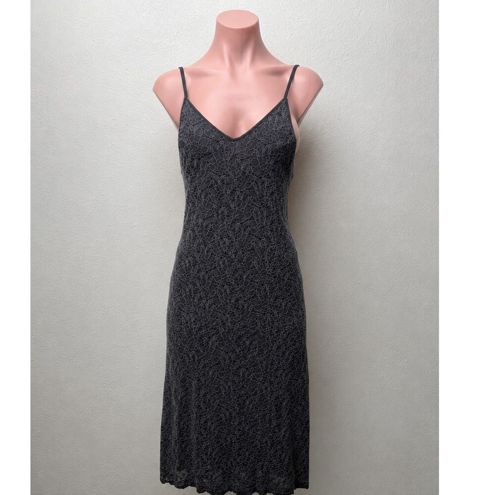 Milo Black & Deep Purple Lace Floral Crochet VNeck Strappy Maxi Dress P